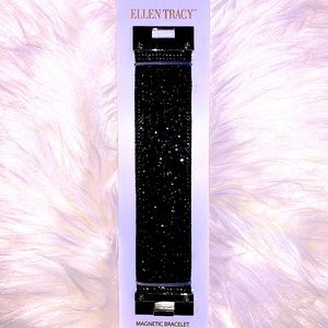 Ellen Tracy Beaded Black Magnetic Bracelet